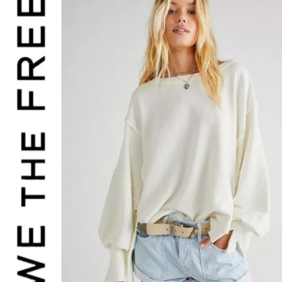 💕 We The Free Free People Creamy White Camden Sweatshirt. Sz. M - Picture 11 of 11